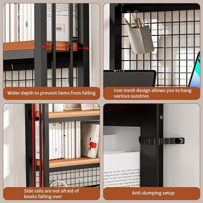 2-Tier Desktop Hutch Bookshelf Metal Desk Shelf,Storage DisplayShelf for Computer Desk, Multifunctional Freestanding Storage Rack for Office, Home Decor, Kitchen (45.2 * 35 * 9.44 in)