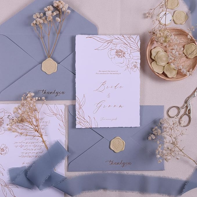 UNIQOOO Wax Seal Stickers - Eucalyptus Wedding Invitation Envelope Seal Stickers, 50 Pcs Self- Adhesive Tan White Sand Stickers, Perfect for Invitation, Christmas, Gift Wrapping, Party