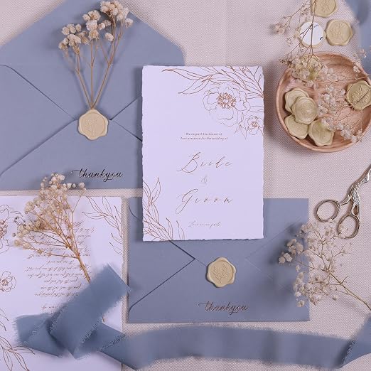 UNIQOOO Wax Seal Stickers - Eucalyptus Wedding Invitation Envelope Seal Stickers, 50 Pcs Self- Adhesive Tan White Sand Stickers, Perfect for Invitation, Christmas, Gift Wrapping, Party
