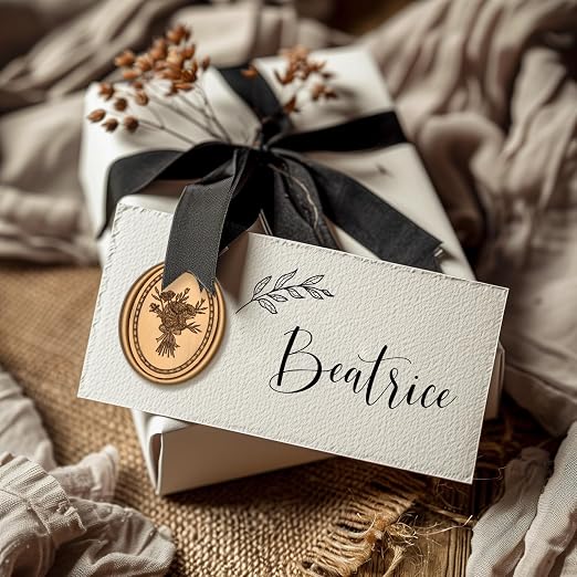 UNIQOOO Wax Seal Stickers -Vintage Photo Frame Floral Bouquet Wedding Invitation Envelope Seal Stickers, 50 Pcs Self-Adhesive Antique Gold Stickers, Perfect for Invitation, Christmas, Gift Wrapping