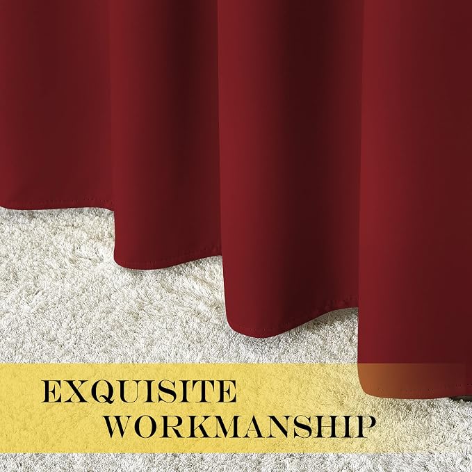 NICETOWN Room Darkening Blackout Red Curtain - (Burgundy Red) Home Decor Energy Smart Thermal Insulated Window Treatment Drape/Drapery for Kitchen, 52x63 Inch,1 Piece