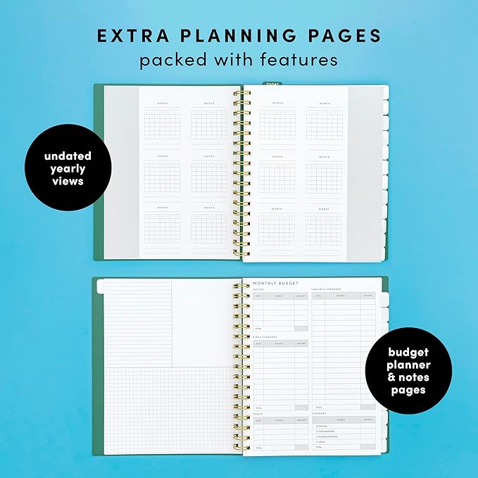 PAPERAGE Undated 12 Month Weekly & Monthly Planner with Durable Cover & Spiral Binding, 7.5 in x 9 in, Productivity Planner with Note Pages, Goals & Budget Trackers, Stickers & Bookmark (Lavender)