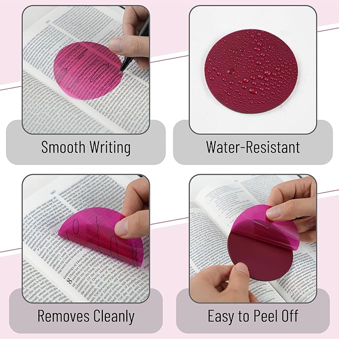 Mr. Pen- Transparent Sticky Notes with Pen, 150 Sheets, Desert Rose, Bible Sticky Notes for Books