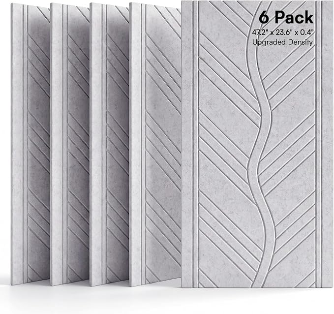 SODOCT 6 Pack Large Acoustic Panels, 47.2" X 23.6" X 0.4" Sound Proof Panels for Walls, Wall Paneles Decorativos Para Pared for Home Studio & Office, Gray