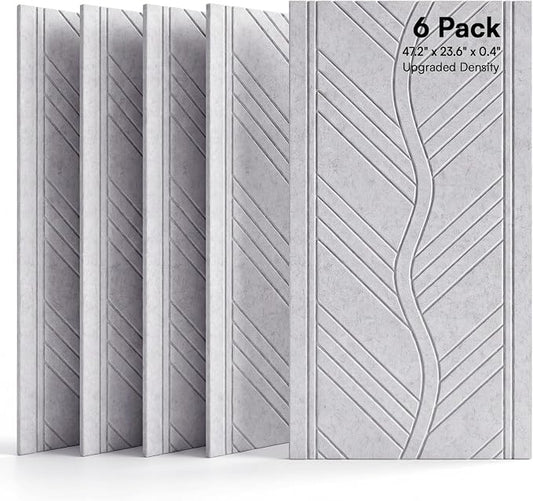 SODOCT 6 Pack Large Acoustic Panels, 47.2" X 23.6" X 0.4" Sound Proof Panels for Walls, Wall Paneles Decorativos Para Pared for Home Studio & Office, Gray