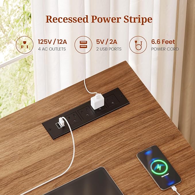 UPOSOJA 71" Farmhouse L Shaped Standing Desk, Electric Height Adjustable Corner Desk with Storage Cabinet & File Drawers, Wood Stand up Computer Desks with Power Outlets for Home Office