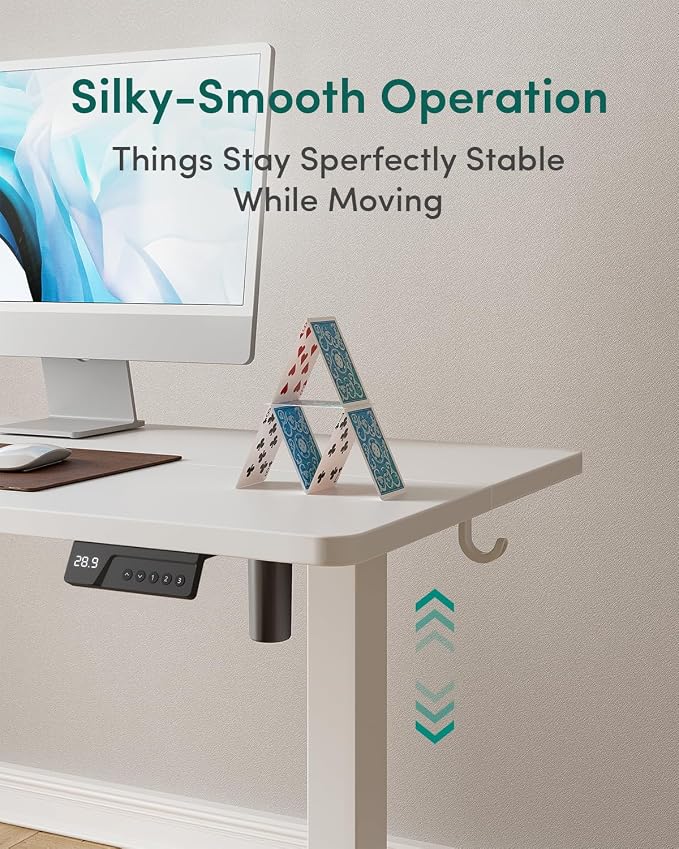 CubiCubi 63 x 28 Large Standing Desk, Height Adjustable Electric Computer Desk, 28" Deep Desktop, Sit Stand up Home Office Workstations with 4 Preset Heights, White
