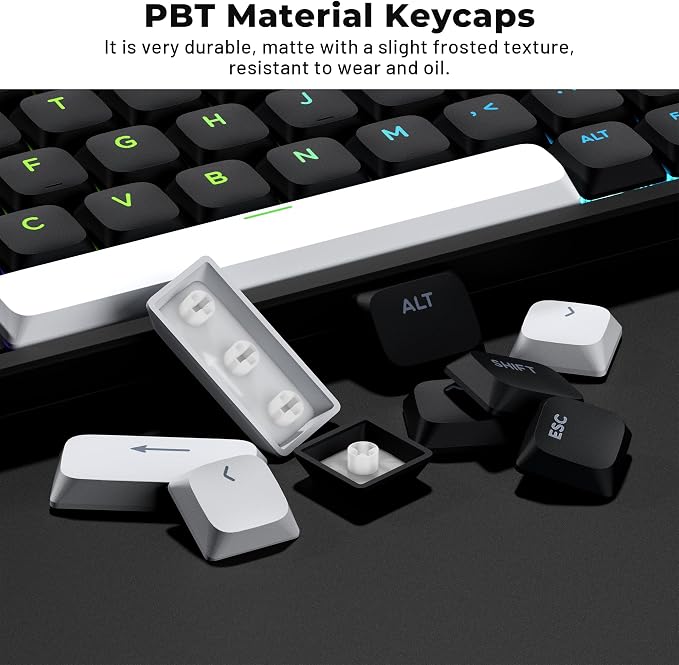 XVX Low Profile Black Keycaps, Shine Through Keycap Sets, Double Shot PBT Keyboard Keycaps Compatibility for 60% 75% 80% 85% 100% MX Switches Mechanical Keyboard- Only Key caps