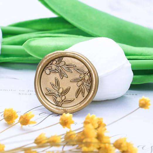 SWANGSA Olive Branches Wax Seal Stamp Kit with 200pcs Sealing Wax Beads, Great for Embellishment of Invitations, Wine Packages, Gift Ideas