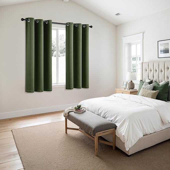 MIULEE Blackout Curtains for Bedroom Living Room 2 Panels, Thermal Insulated Room Darkening Drapes Grommet Noise Reducing Light Blocking Window Treatments 63 Inches Long 40x63 Inch Olive Green