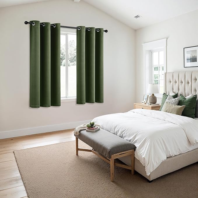 MIULEE Blackout Curtains for Bedroom Living Room 2 Panels, Thermal Insulated Room Darkening Drapes Grommet Noise Reducing Light Blocking Window Treatments 54 Inches Long 40x54 Inch Olive Green