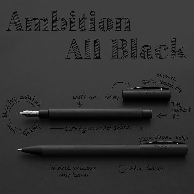 Faber-Castell Ambition Fountain Pen, All Black - Extra Fine
