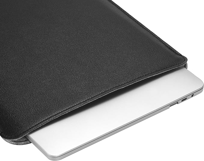 Comfyable Laptop Sleeve 15 Inch Precisely Compatible with MacBook Air 15" M5 M4 M3 M2 2026, Faux Leather Cover Case, Black