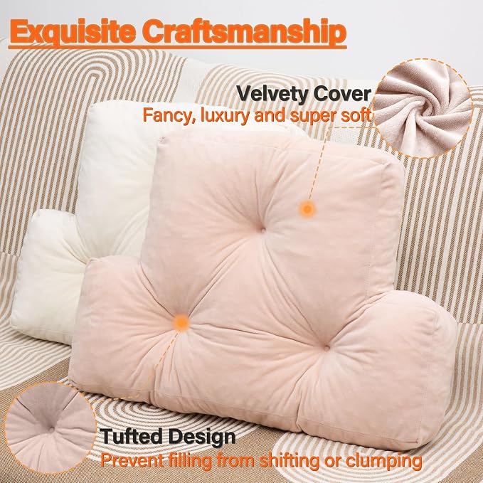 1 MIDDLE ONE Back Pillow for Chair, Memory Foam Lumbar Pillow for Back Support, Back Rest Cushion for Office, Sofa, Couch Sitting, Recliner, Bed and Lower Back Pain (Pink)