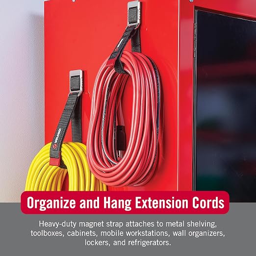 VELCRO Brand Heavy Duty Magnetic Storage Strap, Magnetic Hooks with Straps, Holds 15lbs, These Small Gifts for Men Simplify Storage on Any Metal Surface and Organize Tools and Cords Instantly