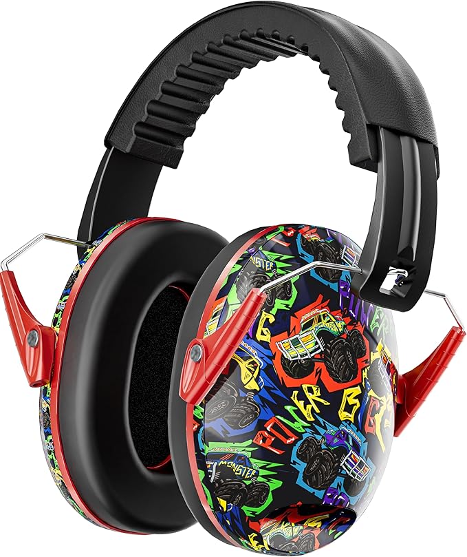 Kids Ear Protection for Monster Jam, 27.4dB Noise Cancelling Headphones for Kids Adults, Adjustable Ear Muffs for Noise Reduction for Airplane, Fireworks, Concerts and Sports Events