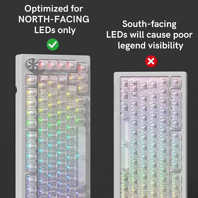 dagaladoo Clear keycaps,Transparent Keyboard keycaps,Jelly Key caps Set,Shine Through keycap，MDA Profile Keyboard caps for Mx Switches Mechanical Keyboard(White,Side Printed)