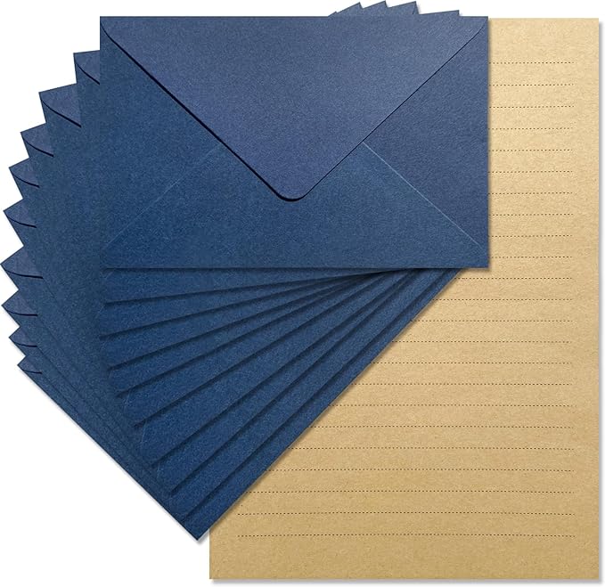 Tuhangcc Premium Velvet-Touch Stationery Set with Unique Design Colors - Best Paper and Elegant 4x6 Envelopes (24 Writing Sheets + 12 Envelopes) for Love Letters and Party Invitations(Blue)