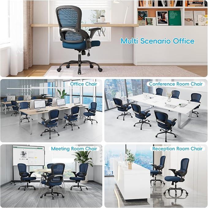 TRALT Office Chair - Ergonomic Office Chair with Back Support, Home Office Desk Chairs, 330lbs Wide Seat Big and Tall Office Chairs, Comfy Desk Chair for Work, Study, Office, Gaming (Dark Blue)