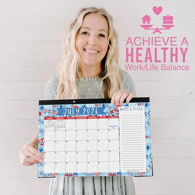 Hadley Designs Large Teacher Desk Calendar 2026-2027 - Desktop Calendar 2026, 18-Month Desk Calendars for Home, Office & Classroom, Cute Classroom Must Haves, Back to School Teacher Gifts