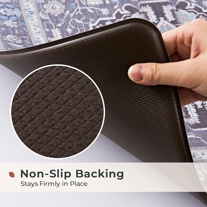 FRESHMINT Medallion Kitchen Mat Set 2 Piece, 17x30''+17x47'', Misty Gray | Anti-Fatigue, Non Slip, Comfort, Kitchen Decor, Easy to Clean, Waterproof, Perfect for Kitchen, Laundry, Office