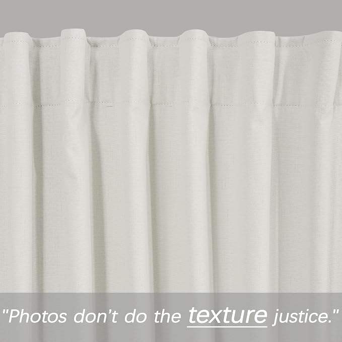 KOUFALL 63 Inch Long Curtains 2 Panel Set for Bedroom,Room Darkening Black Out Back Tab Linen Blackout Living Room Curtains 63 Inch Length,Ivory Off White
