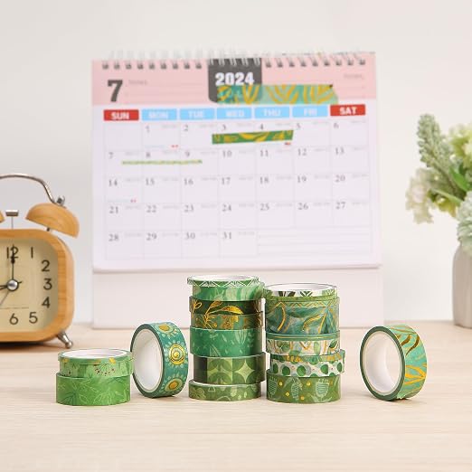 Mr. Pen- Washi Tape Set, 21 Rolls, Assorted Sizes, 5.5 Yards/Roll | Washi Tape for Scrapbook, Arts, Crafts, Journals and Planners, Greenery Summer Design
