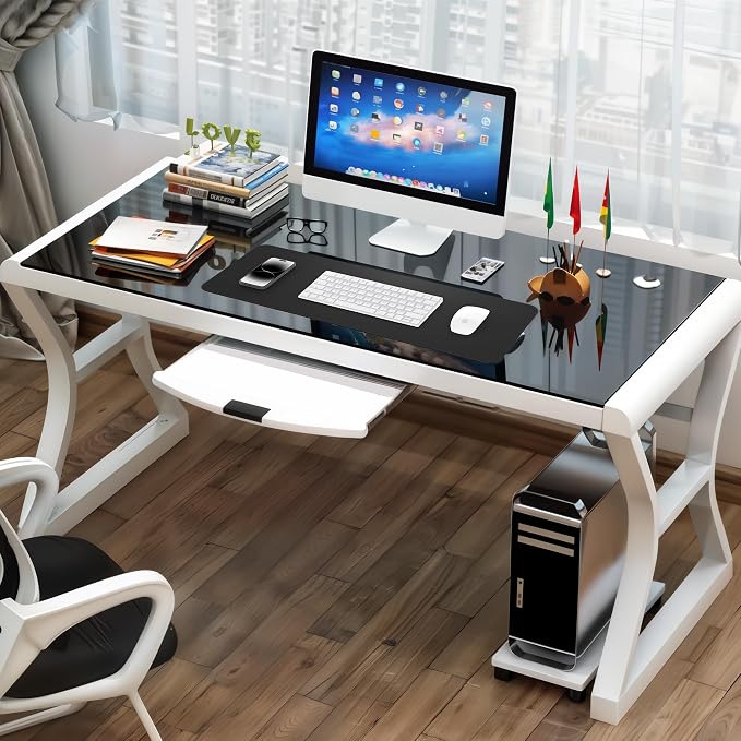AFIING Black Desk Mat 31.5" x 12", Leather Desk Pad | Waterproof PU Leather, Non-Slip Rubber Base, Desk Protector, Office & Home