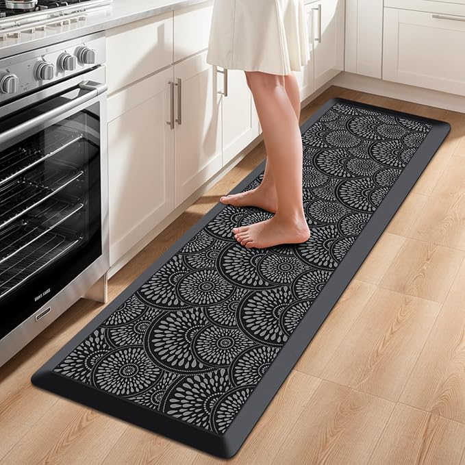 Mattitude 4/5 Inch Kitchen Mat, 20x44in Heavy Duty Ergonomic Comfort Foam Standing Desk Mat, Waterproof Non-Slip Standing Mats and Rugs for Kitchen, Office, Black
