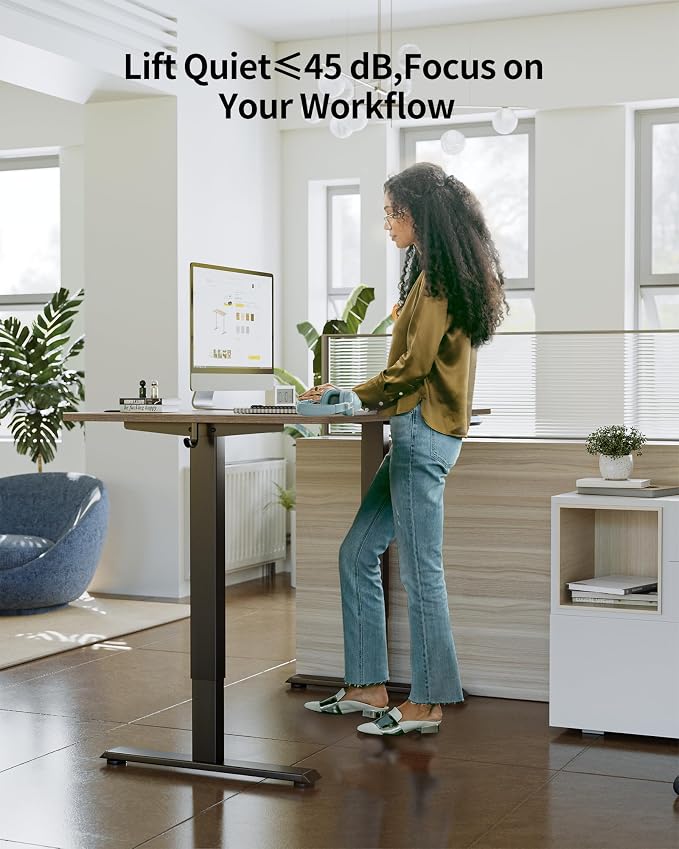 FEZIBO One-Piece Standing Desk, 55"x24" Seamless Tabletop Electric Height Adjustable for Home Office, Study Rooms & Multi-Device Workstations, Rustic Brown