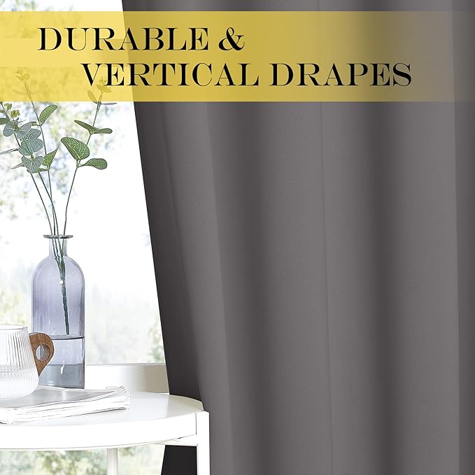 NICETOWN Blackout Doorway Curtain 80 inch Length - Grommet Room Darkening Thermal Insulated Soundproof Window Treatments for Bedroom/Closet (1 Panel, 46 x 80 Inch, Grey)