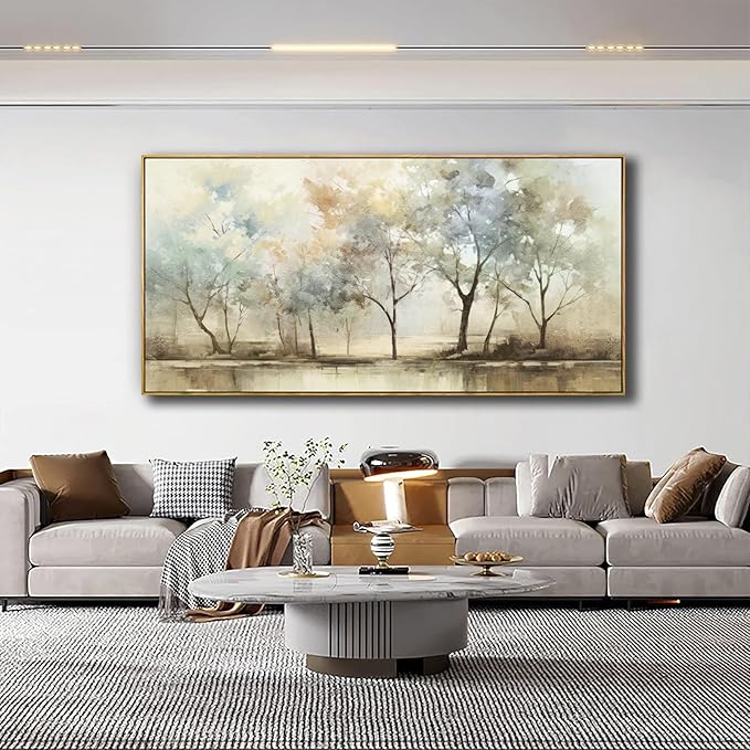 VHMING Abstract Wall Art Artwork Retro Trees Pictures Decor Canvas Painting Framed Ready to Hang Living Room Bedroom and Office Wall Decor 20x40 Inch