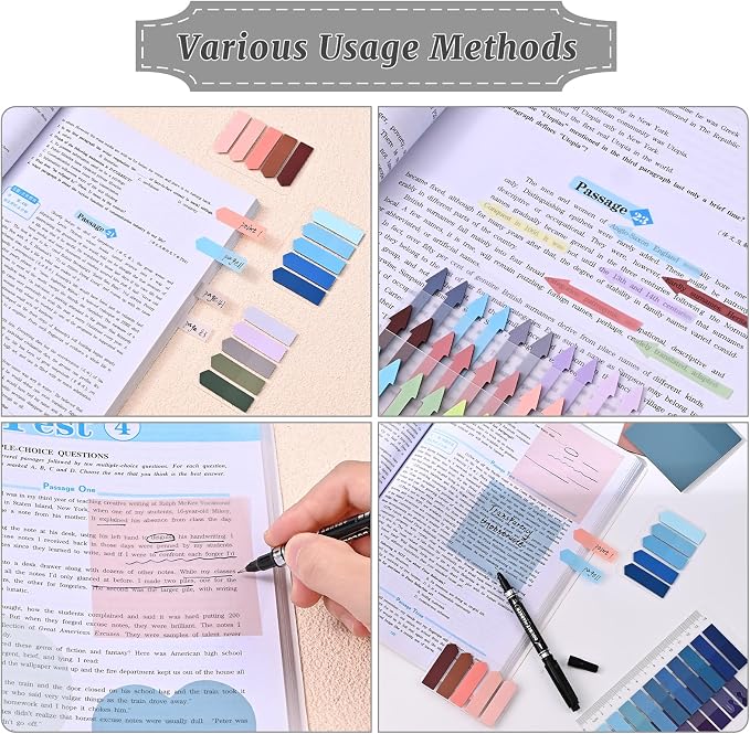 1450 Sheets Transparent Sticky Notes, 3 x 3 inch Aesthetic Clear Lined Sticky Notes with Pen, Gradient Color Waterproof Self-Adhesive Annotation Tabs for Bible Journaling (Green Series)