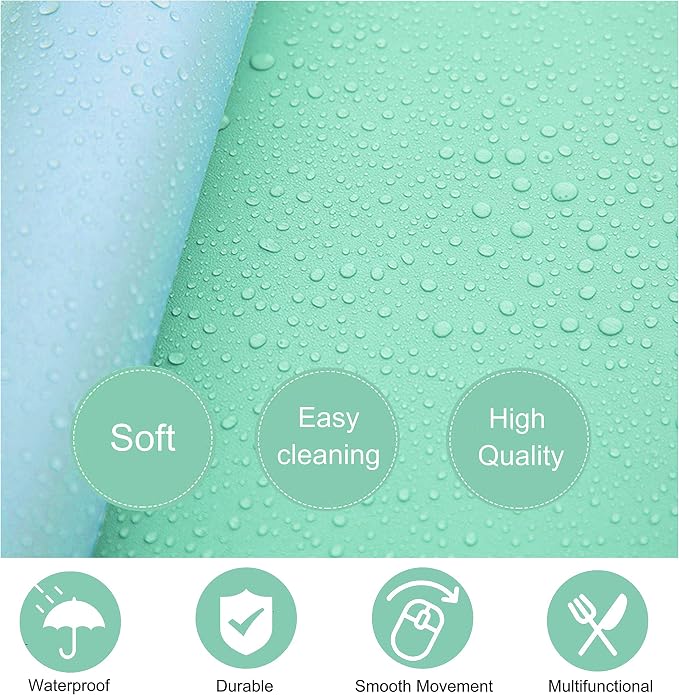 SUJAYU Dual Sided PU Leather Desk Pad, Mouse Pad, Office Desk Mat, Non-Slip Laptop Desk Pad, Waterproof Desk Writing Pad for Office and Home (31.5" x 15.7", Green+Blue)