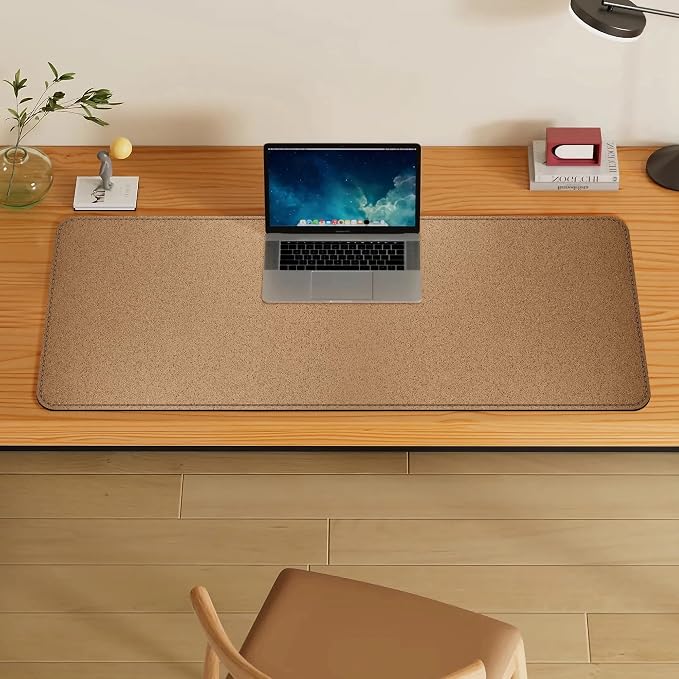 VYAAA Cork & PU Leather Desk Mat, 51"×19" Keyboard Mouse Pad, Office Desk Mat for Home or Office (Black)