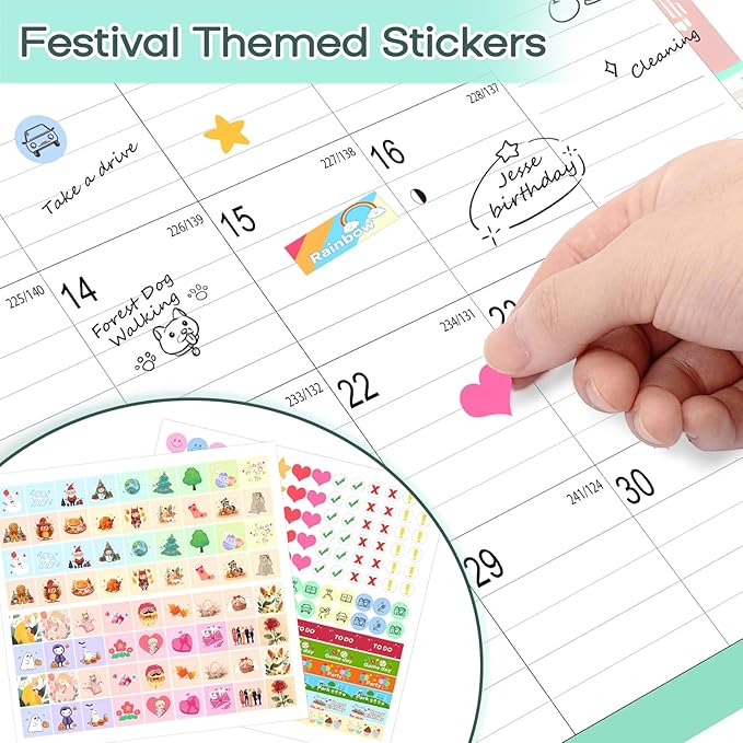 Desk Calendar, Anti Ink Bleed and Transparent Cover, Large Ruled Blocks, 18 Months Calendar, 17" x 12" Large Seasonal Desk Calendar for Home and Office Planning