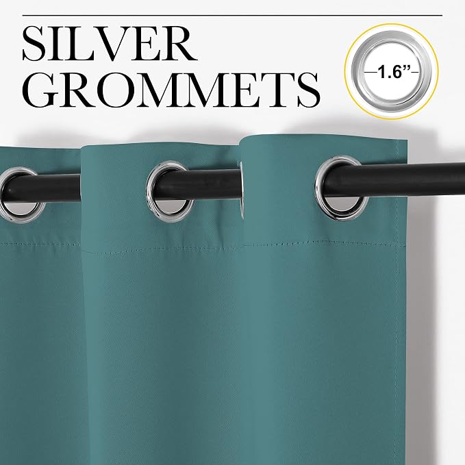 NICETOWN Privacy Room Divider Curtains for Doorway Keep Heat Out Blackout Insulated Closet Door Curtain for Bedroom Sliding Air Conditioner Cover Screen (Sea Teal, 1 Panel, 5ft Wide x 8ft Long)