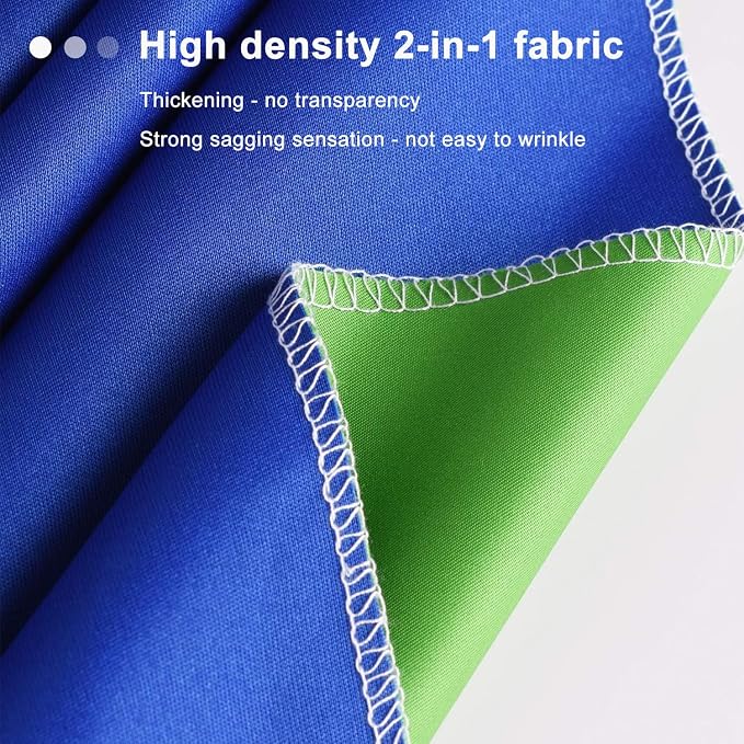 EMART Green and Blue 2-in-1 Photo Backdrop Curtain, 6 x 9 ft Photography Green Screen Background Fabric Cloth and Blue Back Drops Pack for Photoshoot Zoom Meeting Chromakey Party Birthday