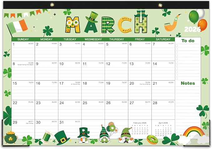 2026 Desk Calendar - Jan 2026 - Dec 2026, 2026 Calendar, 17" x 12", 12 Months Calendar, Seasonal Desktop Calendar, Notes Section
