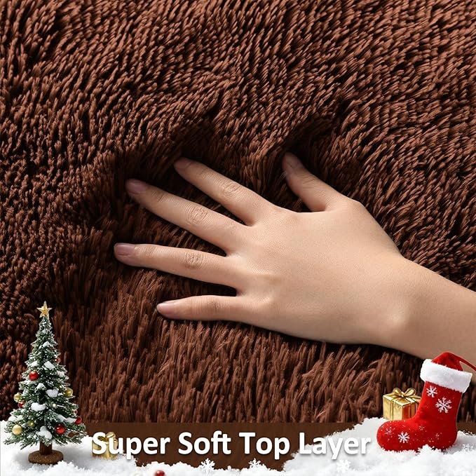 Ophanie Brown Rugs for Living Room Bedroom, 6x9 Fluffy Fuzzy Furry Carpet,Plush Soft Shaggy Bedside Indoor Floor Area Rug for Kids Girls Boys Baby Teen Dorm Nursery Decor with Over 99 pcs Pile fibers