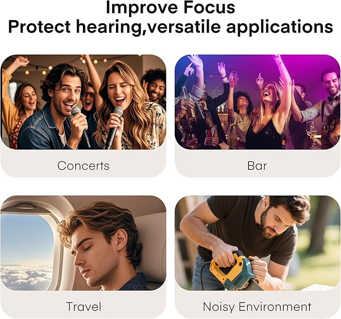 Fita+ Soft Reusable Ear Plugs for Noise Reduction up to 33dB, 4 Pairs XS/S/M/L, Soft Silicone Ear Plugs for Sleeping, Noise Cancelling for Work, Focus - Orange