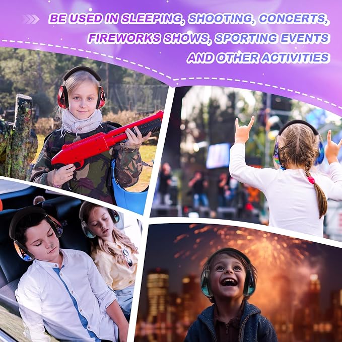 Amylove 12 Pcs Kids Ear Protection Noise Cancelling Headphones Ear Muffs Bulk 27db Adult Noise Reduction Hearing Earmuff(Universal Fit (kids & Adults),Starry Sky Style)