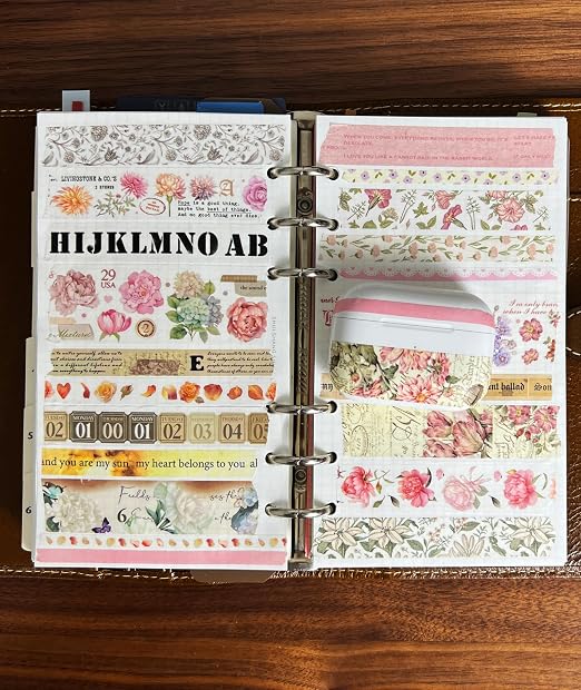 Roses Washi Tape Set 21 Rolls，Decorative Floral Botanical Writable for Scrapbooking, Junk Journal Supplies, Bullet Journaling, Planner, DIY Arts Crafts