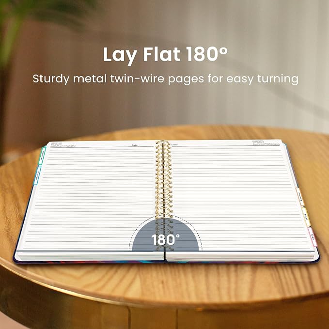 Large Spiral Lined Notebooks for Work with Removable Dividers & Tabs, 8.5"x11" Pretty Hardcover 5 Subject Notebook Journal for Women, College Ruled, Perfect for Study & Office Organization, 280 Pages,Sunset Tide