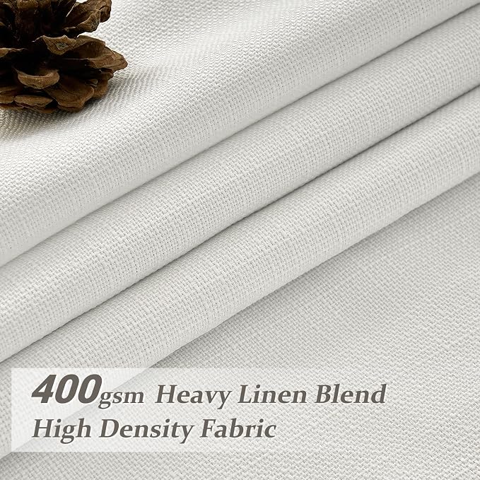 PleatedDrapes Short Blackout Thick Linen Curtains 54 Inch Long 2 Panels Set for Cafe, Off Beige White Memory Trained Pinch Pleated Thermal Cottage Core Basement Window Curtain & Drapes 4-1/2 FT Length