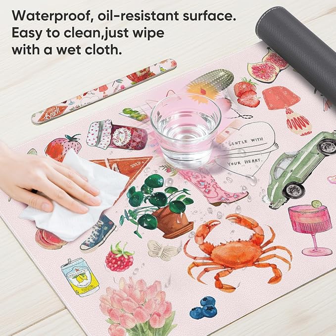 Desk Mat, Pink Leather Desk Pad Blotter Protector, XXL Large Mouse Pad,Computer Laptop Mouse Pads for Desktop,Waterproof Writing Anti-Slip Mousepad for Office and Home I Cute Funny Stickers