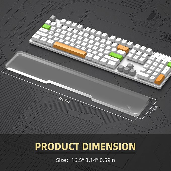 Acrylic Keyboard Wrist Rest - Full Size 100% Keyboard- Mechanical Keyboards Ergonomic Palm Rest for Computer Keyboard,Anti-Slip Base,Wrist Pad for Laptop,Office & Home-Easy Typing