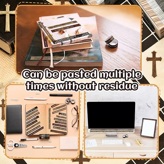 24 Rolls Back to School Christian Washi Tape Gifts Bulk Graduation VBS Religious Scripture Wood Grain Bible Verse Washi Tape for Bible Journaling Crafting Students BibleStudy Stationery