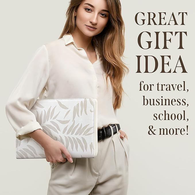 Padfolio for Women, PU Leather Zipper Binder, Beige Portfolio Organizer A4, Design Zipper Padfolio, Aesthetic Portfolio Binder, Portfolio for Ipad or Laptop, Organizer Case, Folder Organizer