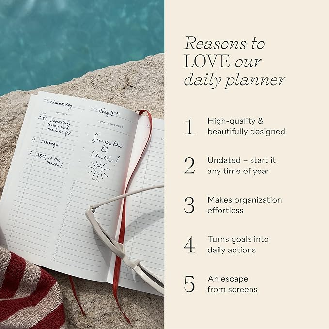 Papier Italian Summer Daily Planner - Hardback Vintage Design | Track Habits, Thoughts, To-Dos & Priorities | Motivational Gift